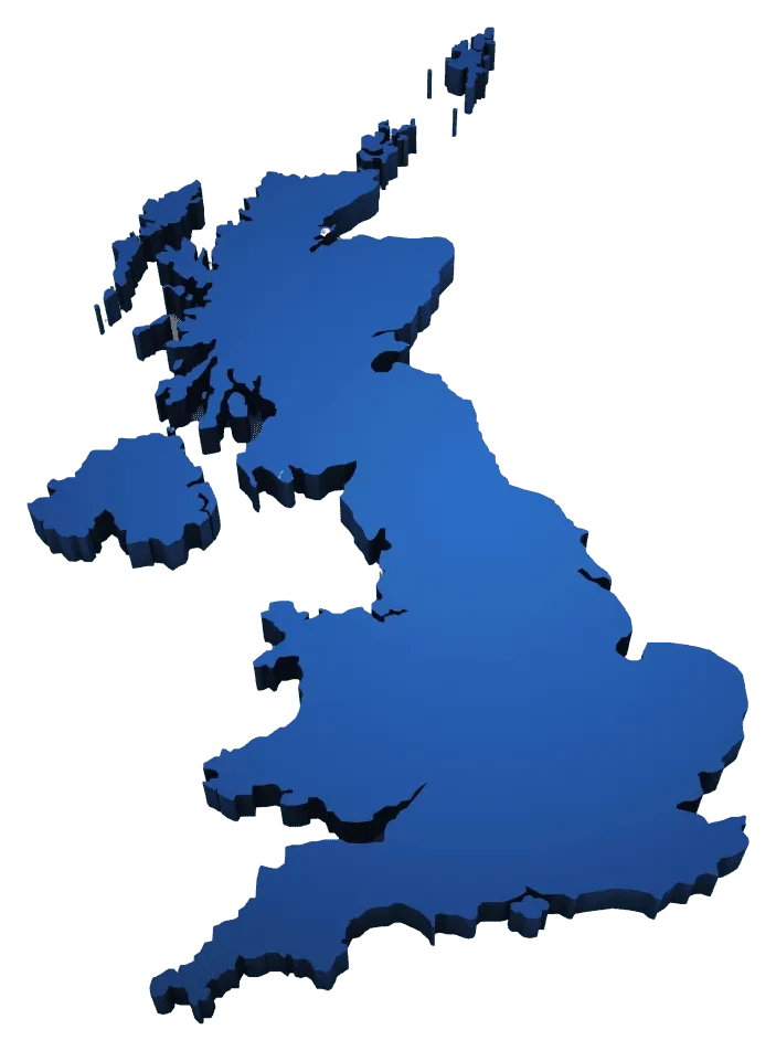 Isometric United Kingdom map marking Launch Fulfillment's Seaham, England fulfilment centre