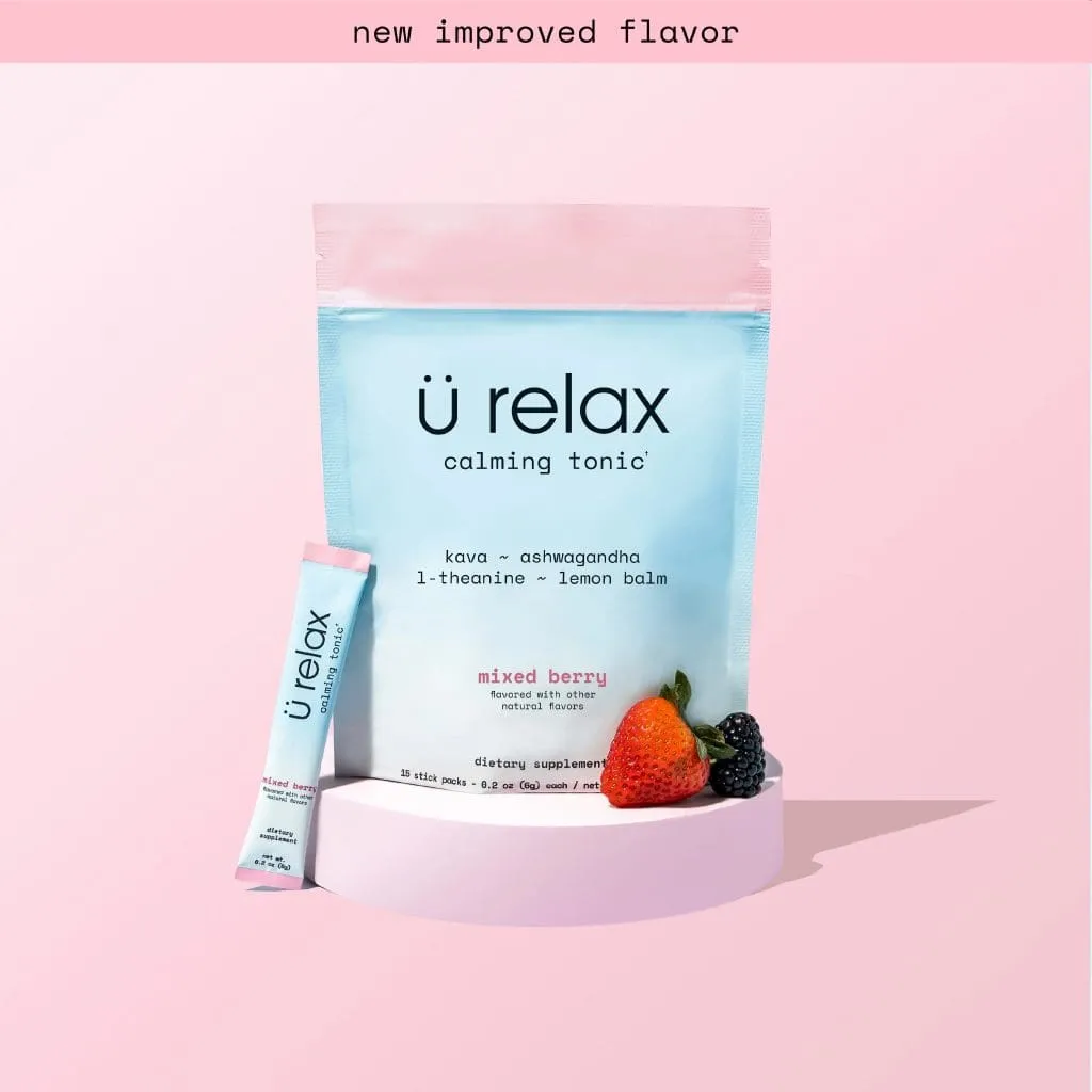 Calming Co.&rsquo;s Ü Relax calming tonic — pouch and stick pack